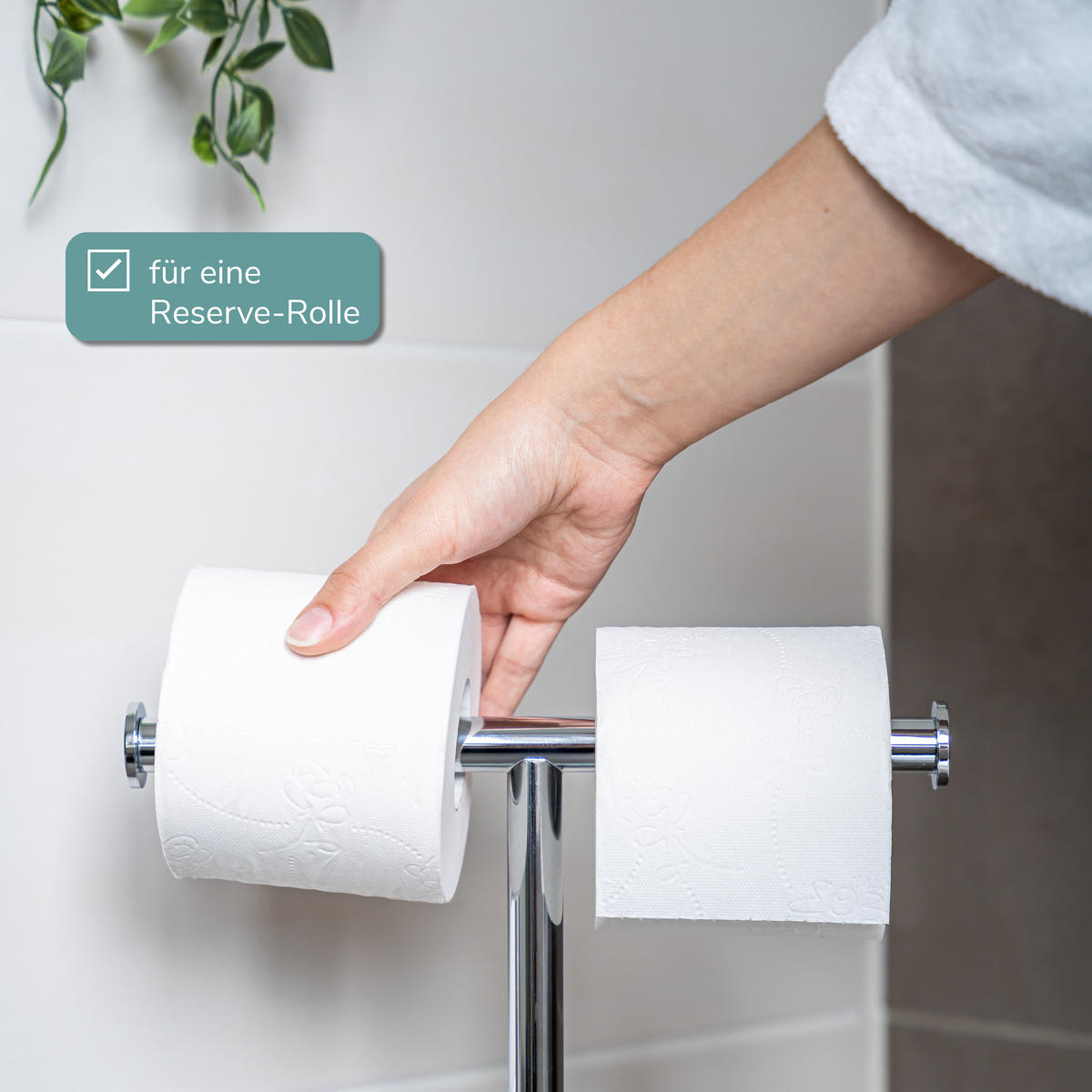 STAND-WC-GARNITUR, weiß, Edelstahl - Weiß, Metall (28.5/72.5/12cm) - bremermann