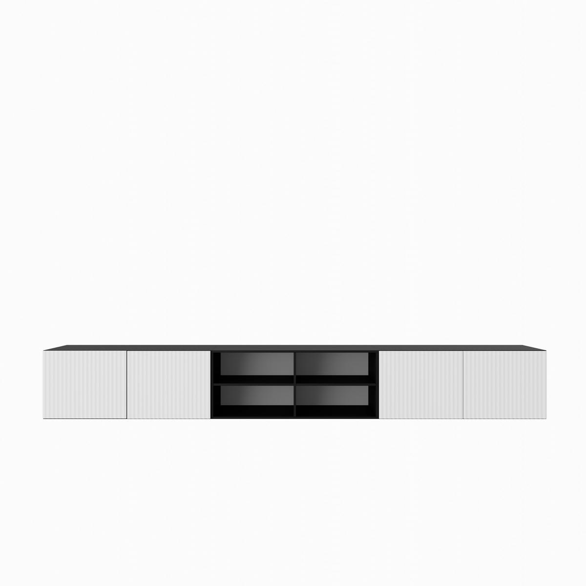 TV-SCHRANK Noe IV 300 cm, viertürig, schwarz, weiß - Schwarz/Weiß, Kunststoff (300/41/40cm) - Margaret Hadas24