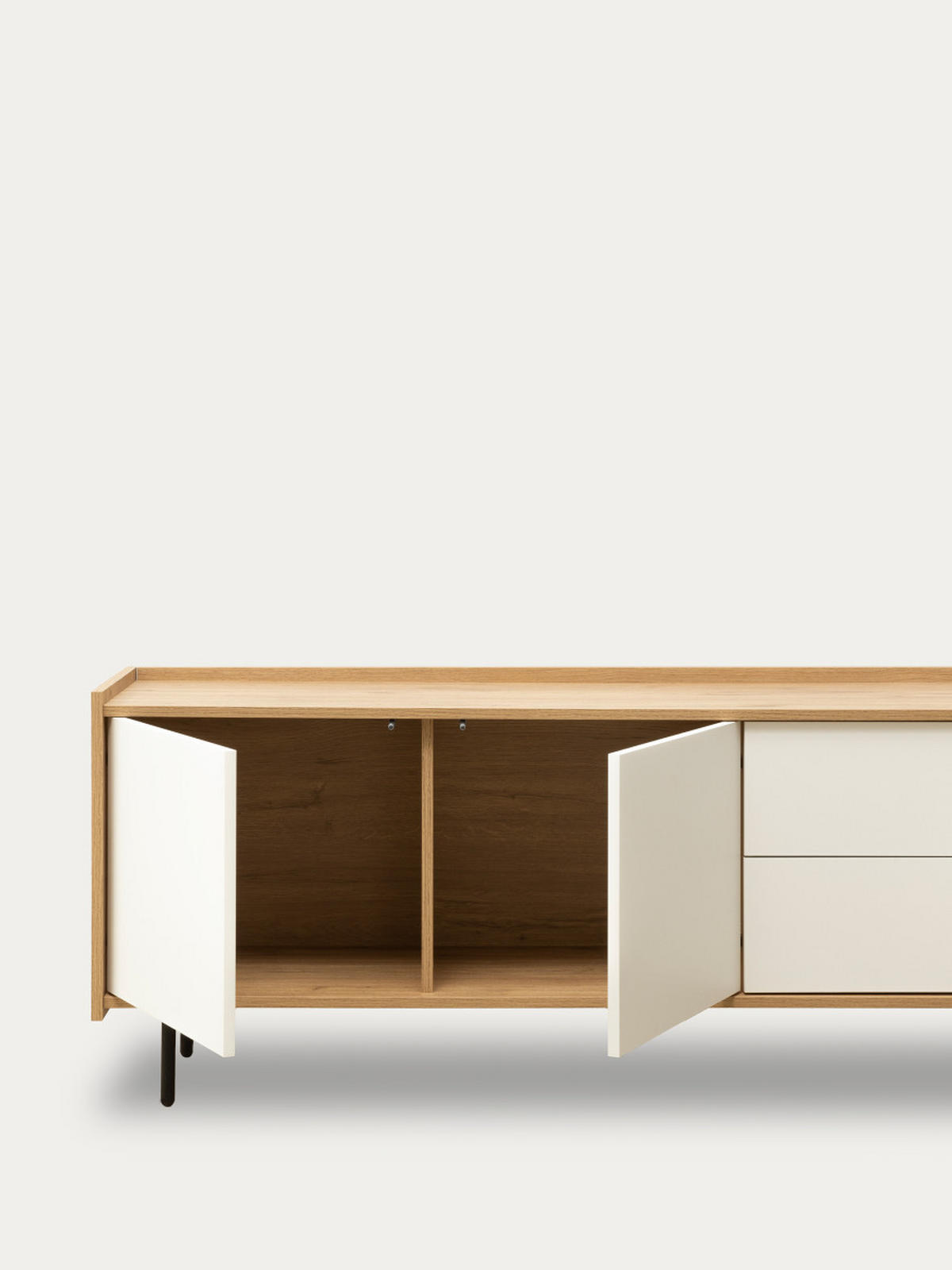 TV-ELEMENT Nadine Natur - Weiß 184.2 cm x 59.6 cm - Braun, Holzwerkstoff (184/59/41cm) - Kenay Home