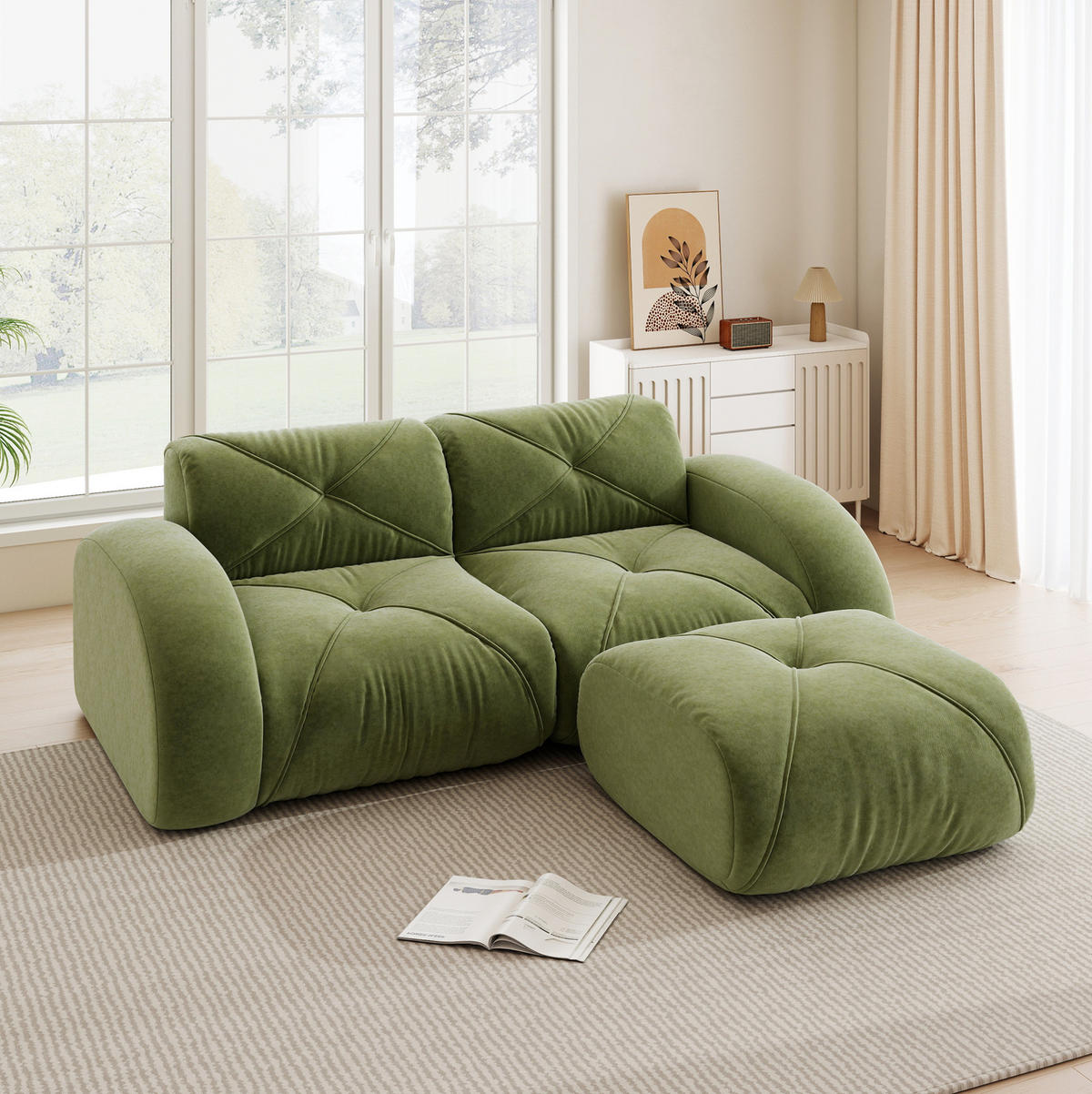 SOFA modular Chenille Green - Grün, Kunststoff (171/204cm) - Meubliv