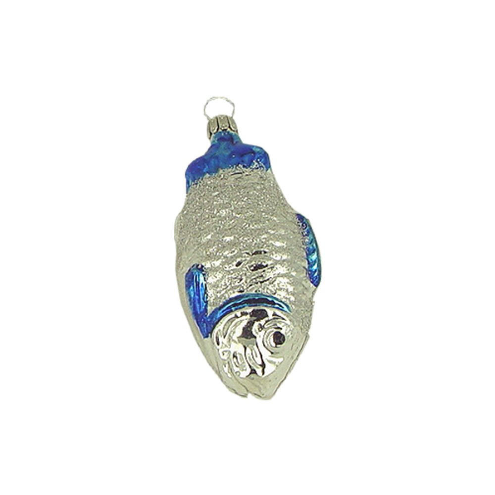 CHRISTBAUMSCHMUCK Fisch silber blau 8 cm - Multicolor, Metall (0.1/8/0.1cm)