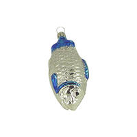 CHRISTBAUMSCHMUCK Fisch silber blau 8 cm - Multicolor, Metall (0.1/8/0.1cm)