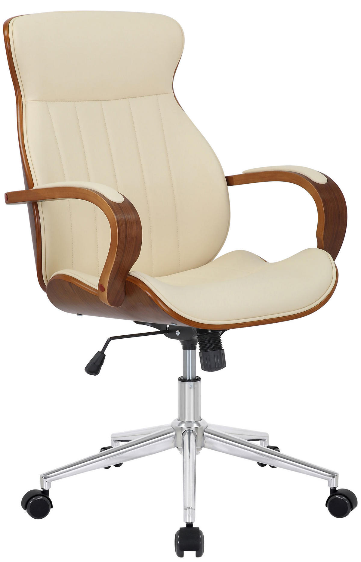 BÜROSTUHL Mellow, Kunstleder Walnuss/Creme - Creme, Textil/Metall (63/108/68cm) - TPFLiving