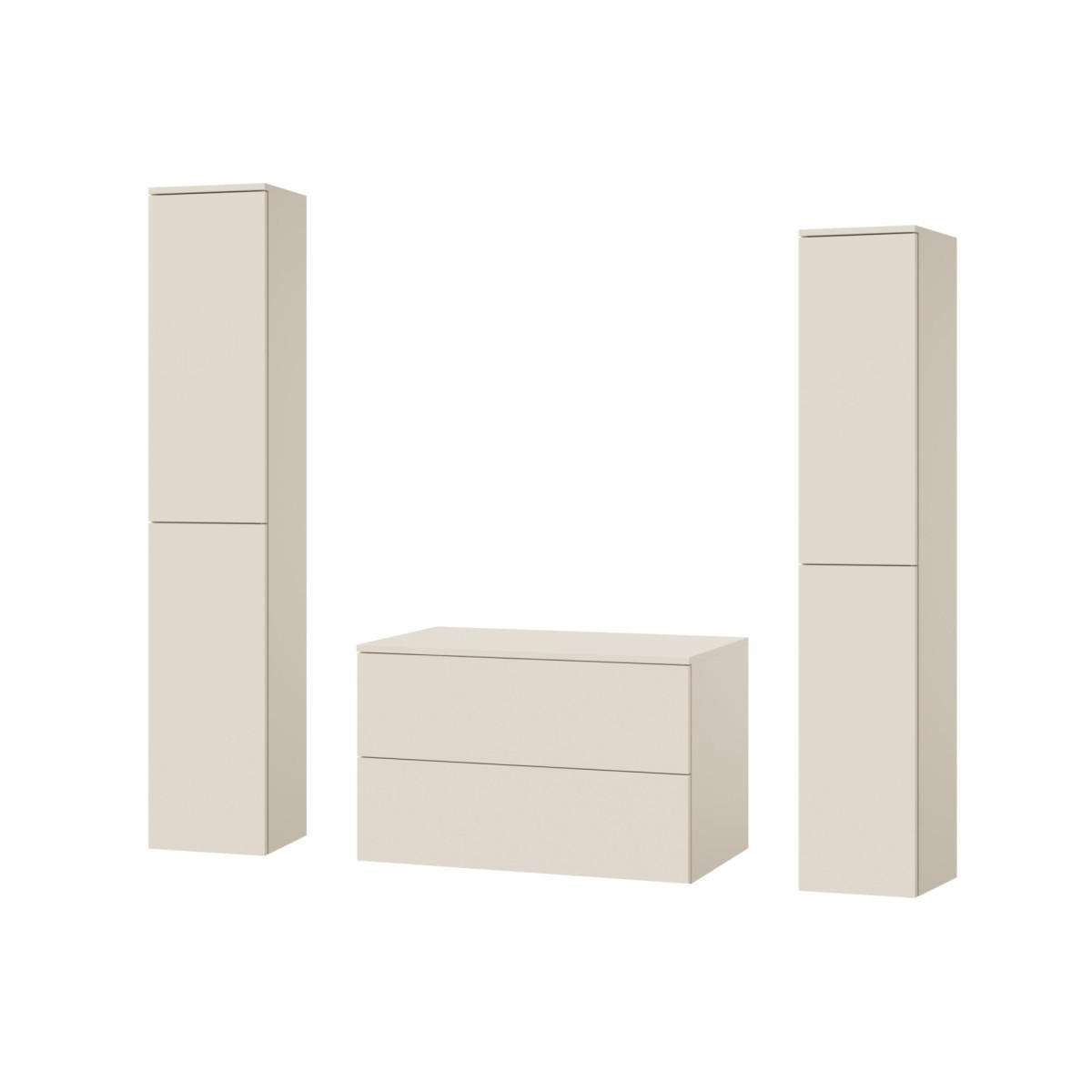 BADMÖBEL-SET Color Macadamia 3-Teilig (2S 80 + 2D 160 X2) - Beige, Holzwerkstoff (140/160/45cm) - mzm24