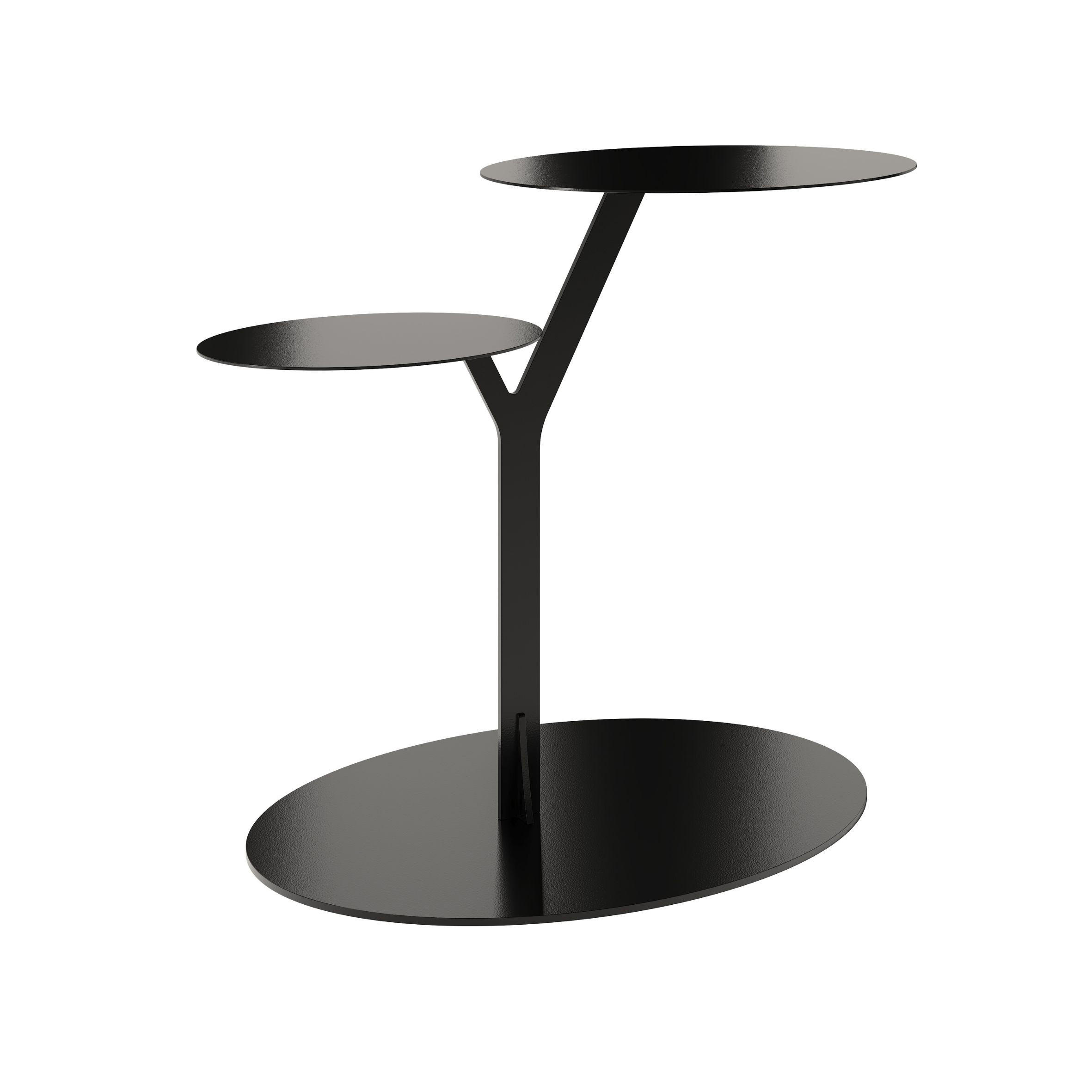 BEISTELLTISCH IROKO mit 2 Ablagen, Metall, Schwarz - Schwarz, Metall (54/32/44.5cm) - Kayani