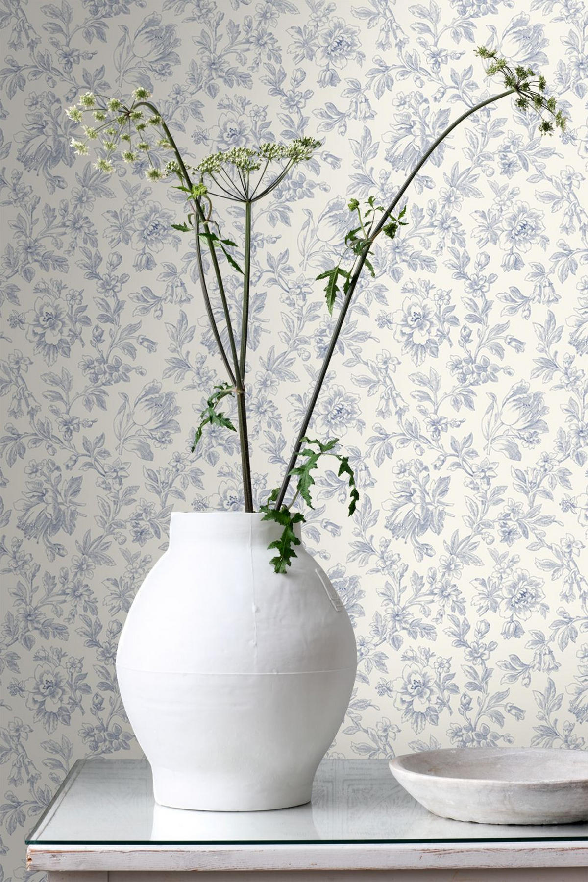 TAPETE eleganten Blumen 50 x 900 cm - Weiß, Papier (50/900cm) - ESTAhome