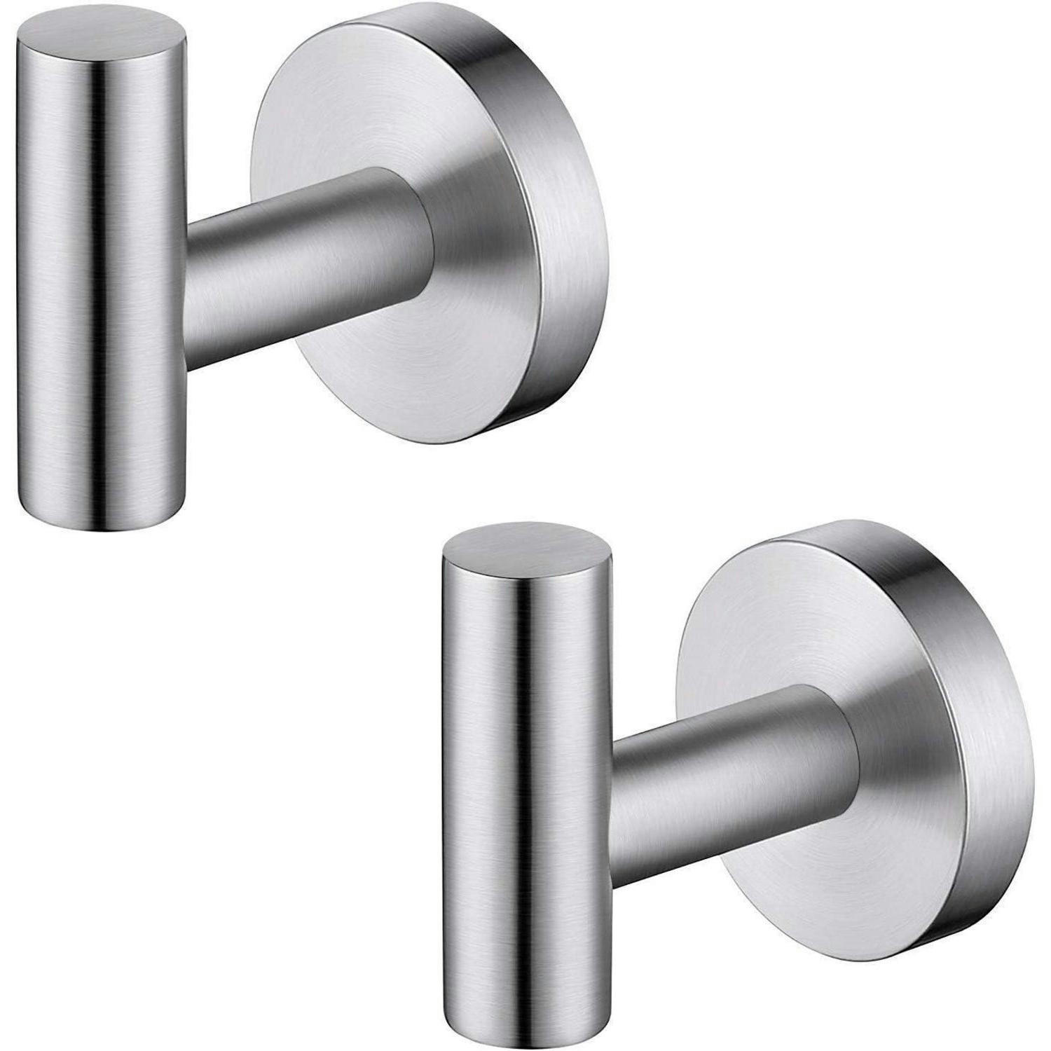 HANDTUCHHAKEN 2-teiliges Set Edelstahl gebürstet - Silberfarben, Metall (6.4/5.6/5cm)