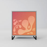 SIDEBOARD IRREGULAR PINK, Grau, 57,5x42x67,5 cm, Schwarze Metall-Rahmenfüße - Multicolor/Schwarz, Holzwerkstoff/Metall (57.5/67.5/42cm) - SpaceRebels