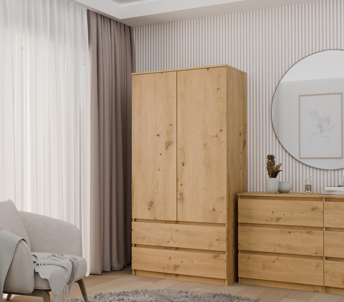 KLEIDERSCHRANK SS-90 EICHE ARTISAN - Eiche Artisan, Holzwerkstoff (90/180/50cm) - CDF