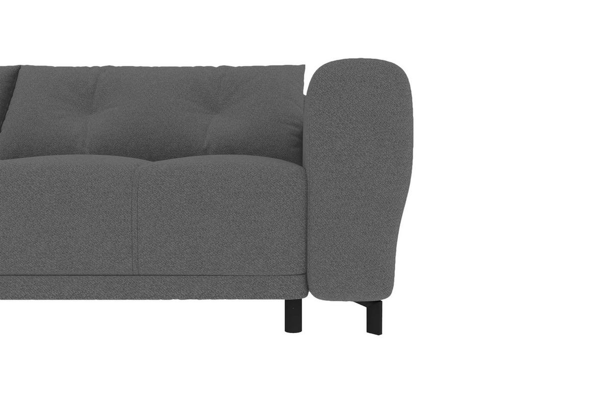 ECKSOFA Massimo Strukturstoff Anthrazit inkl. Schlaffunktion Links - Anthrazit/Schwarz, Textil/Metall (246/177cm) - 99rooms
