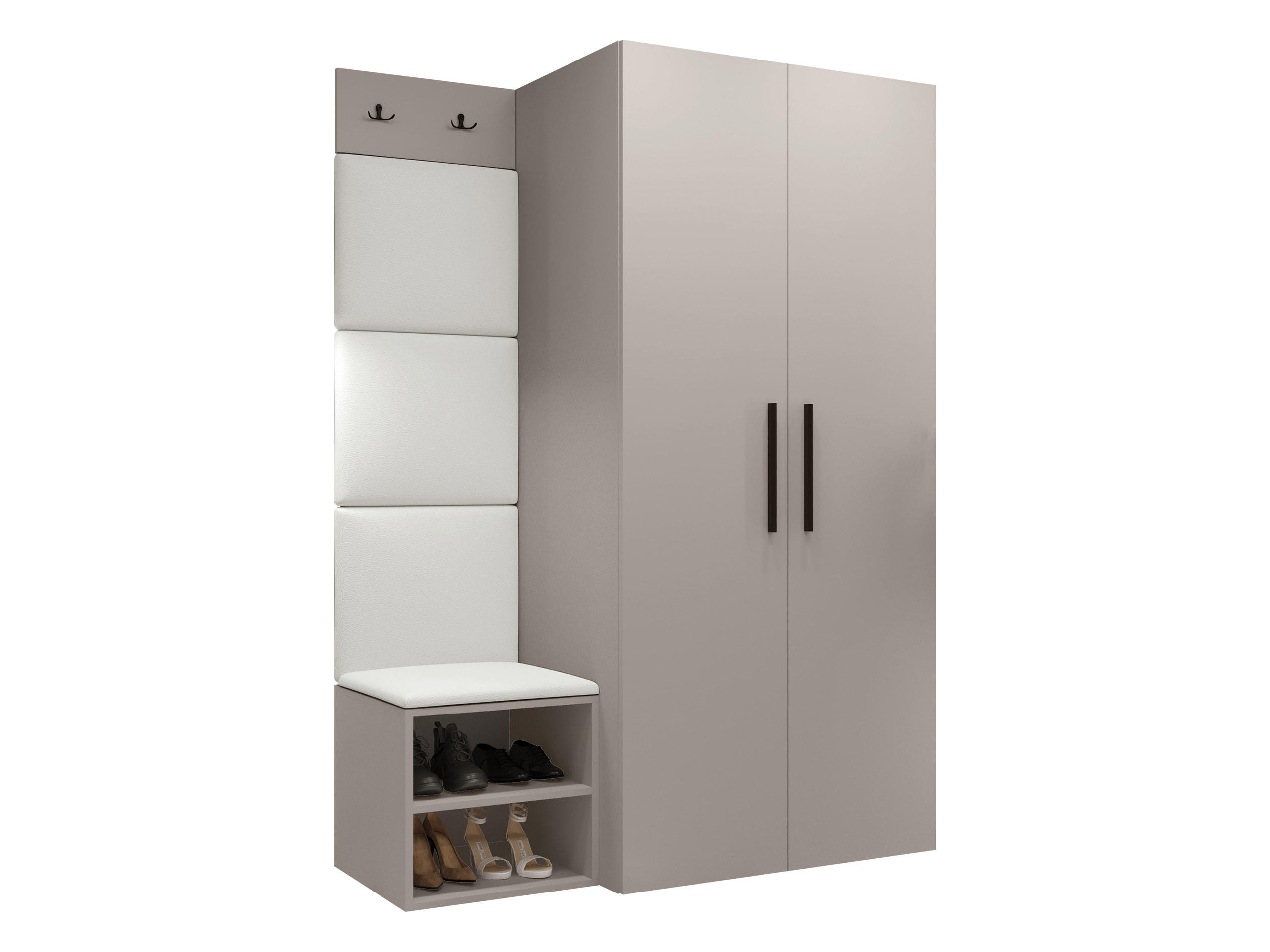 GARDEROBEN-SET Medi IV - Kaschmir/Schwarz, Holzwerkstoff/Kunststoff (80/191/50cm) - MIRJAN24