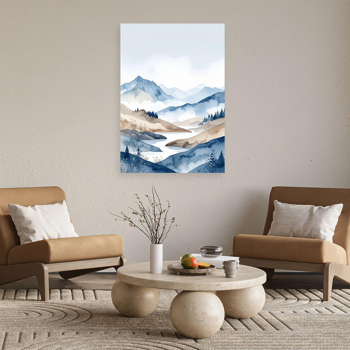 LEINWANDBILD Landschaften 80x120cm - Blau, Textil (80/120cm) - Feeby