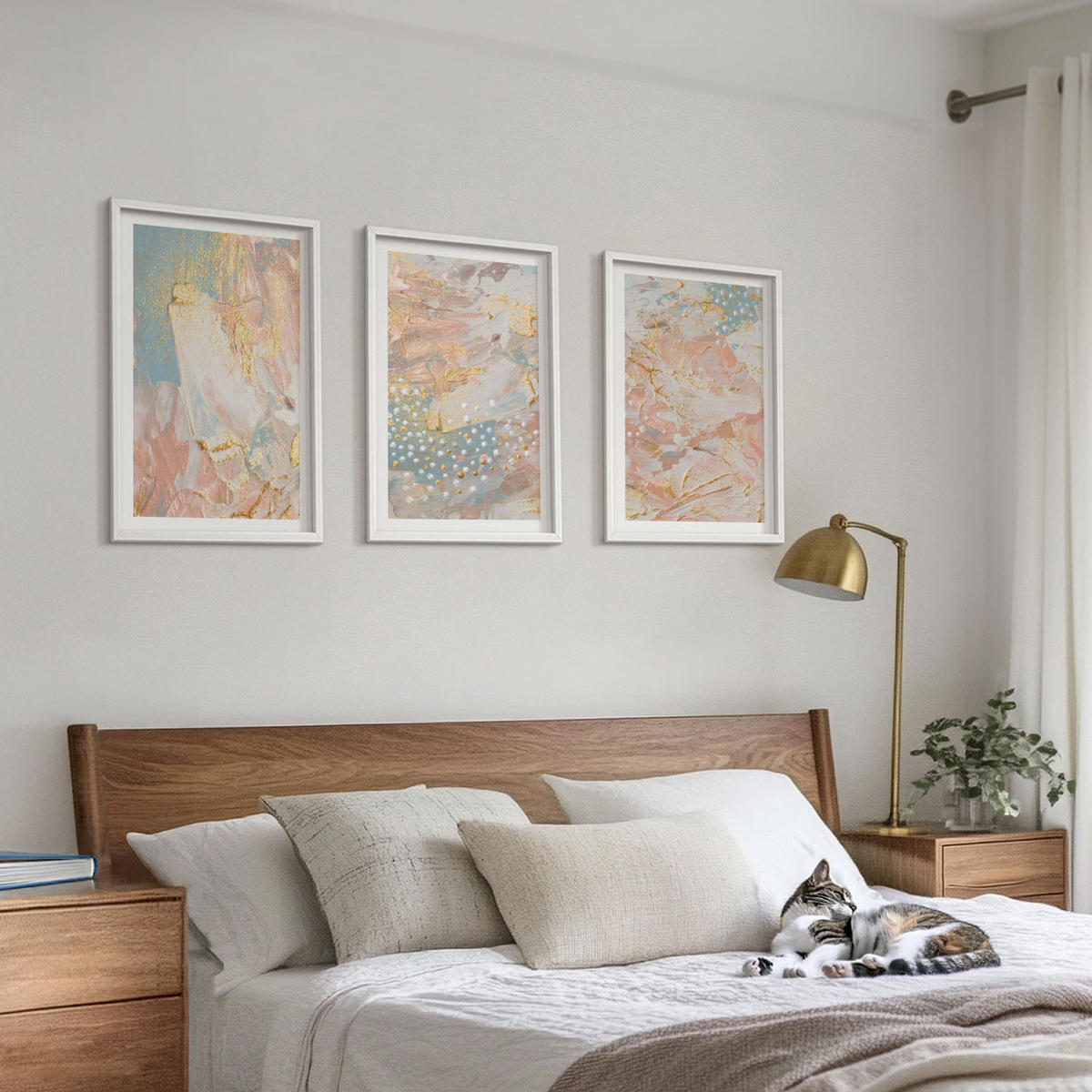WANDBILDER 3er-Set - 40x60 cm Weißer Rahmen - Abstrakte Pastellmuster - Weiß, Kunststoff (40/60cm) - ArtPrintCave