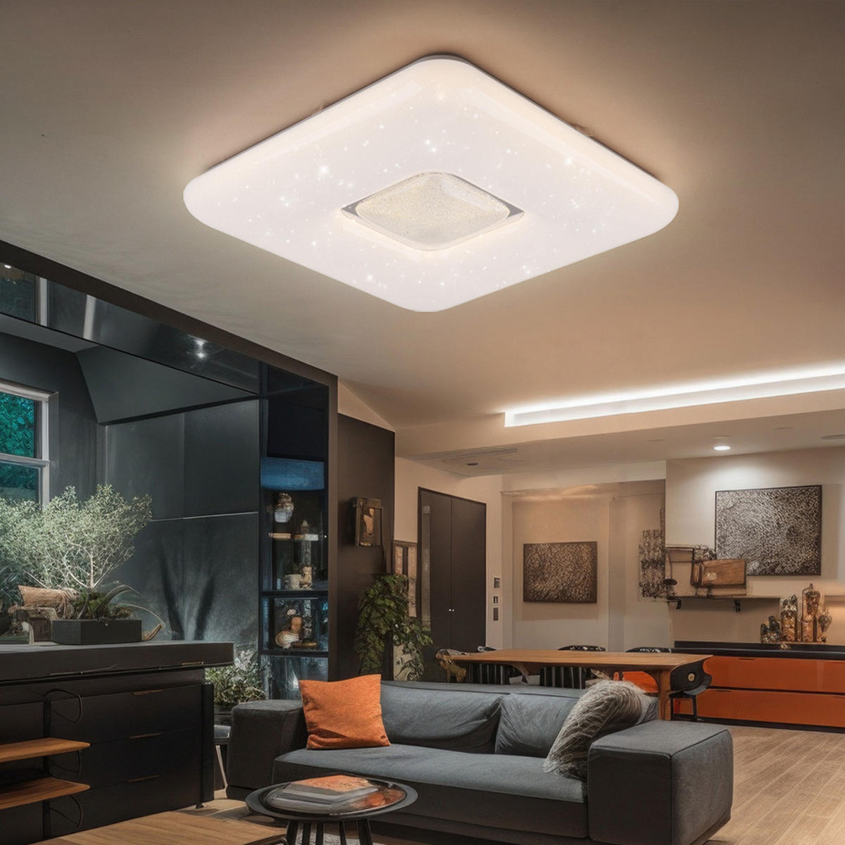 LED DECKENLEUCHTE TRYSTAN Chrom Weiß - Weiß, Metall (43/43/8cm) - Globo Lighting