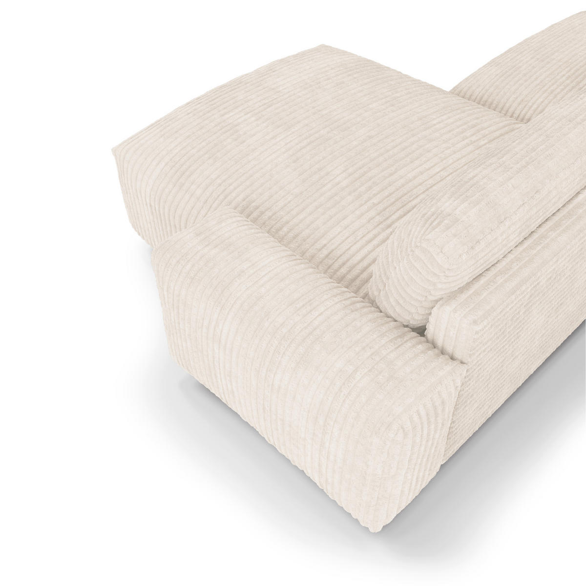 ECKSOFA RECHTS Gerippter Samt XXL Creme 220cm - Creme, Textil (220/120cm) - Sia Home