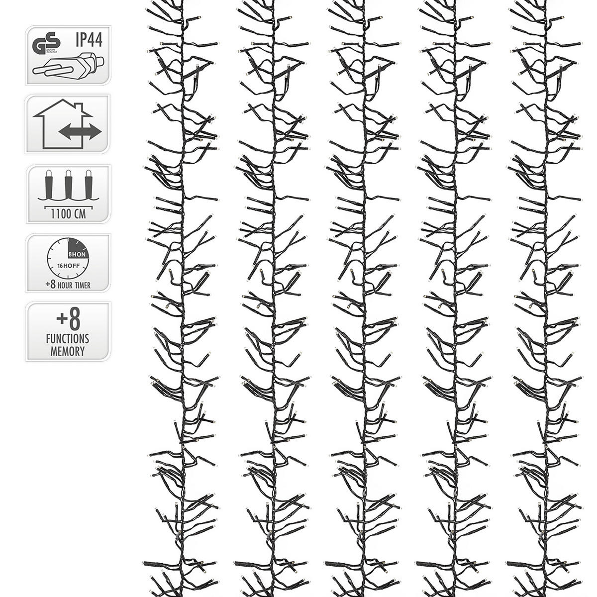 LED Lichterkette 11m Warmweiß - Schwarz, Kunststoff (1400cm) - ECD-Germany