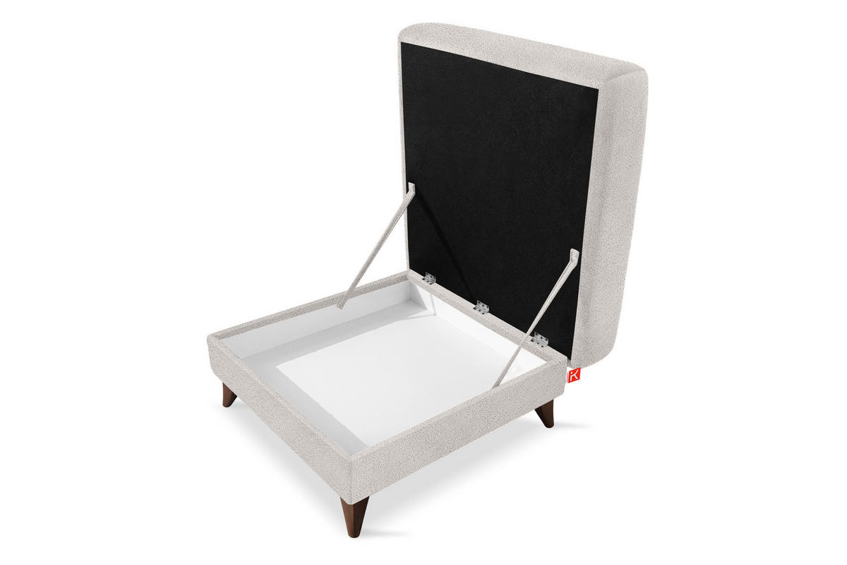 HOCKER GUSTAVO Bouclé, Weiß - Weiß, Holz/Holzwerkstoff (92/49/92cm) - KONSIMO®