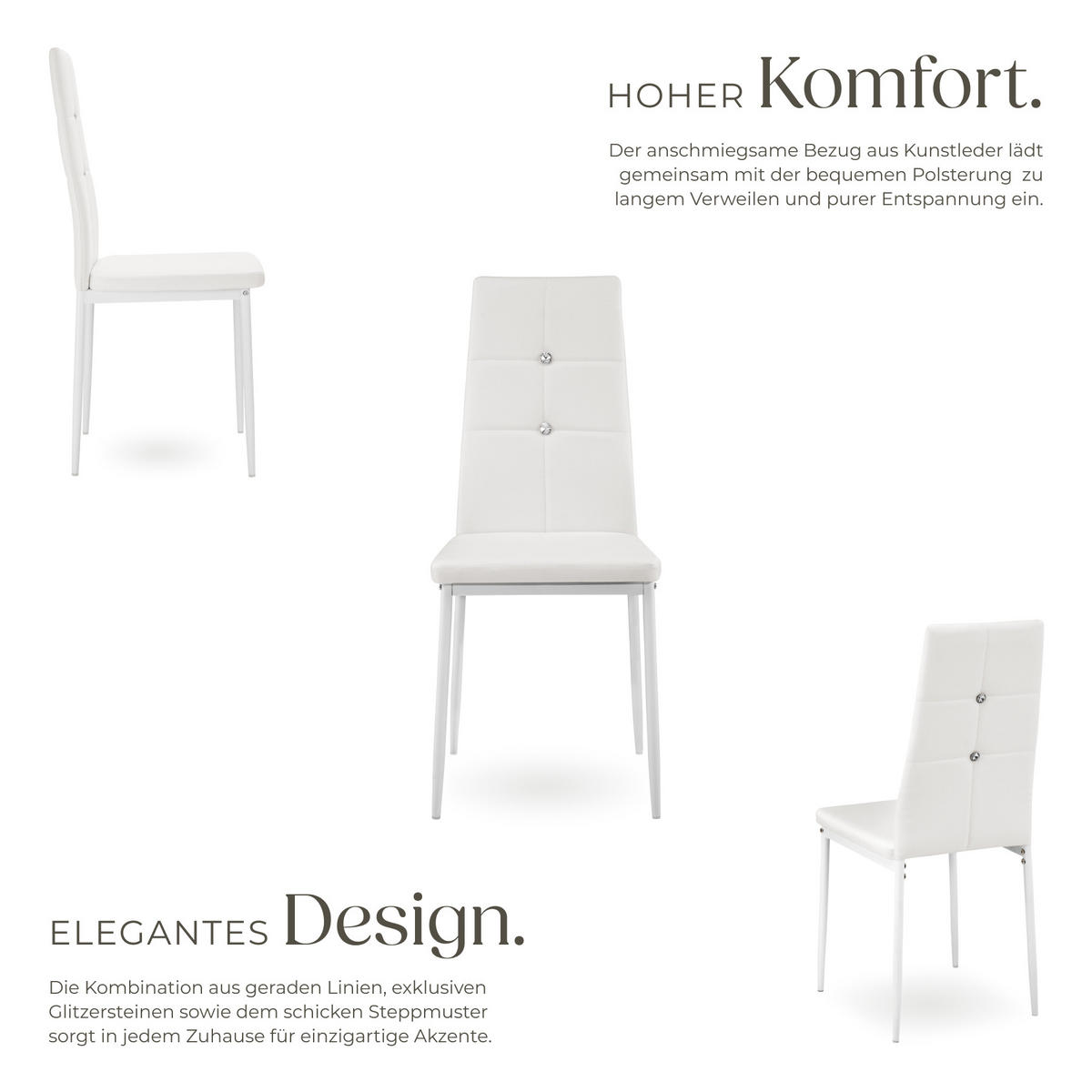 ESSZIMMERSTUHL 6er Set Julien 40 x 42 x 97 cm weiß - Weiß, Textil (42/97/40cm) - tectake
