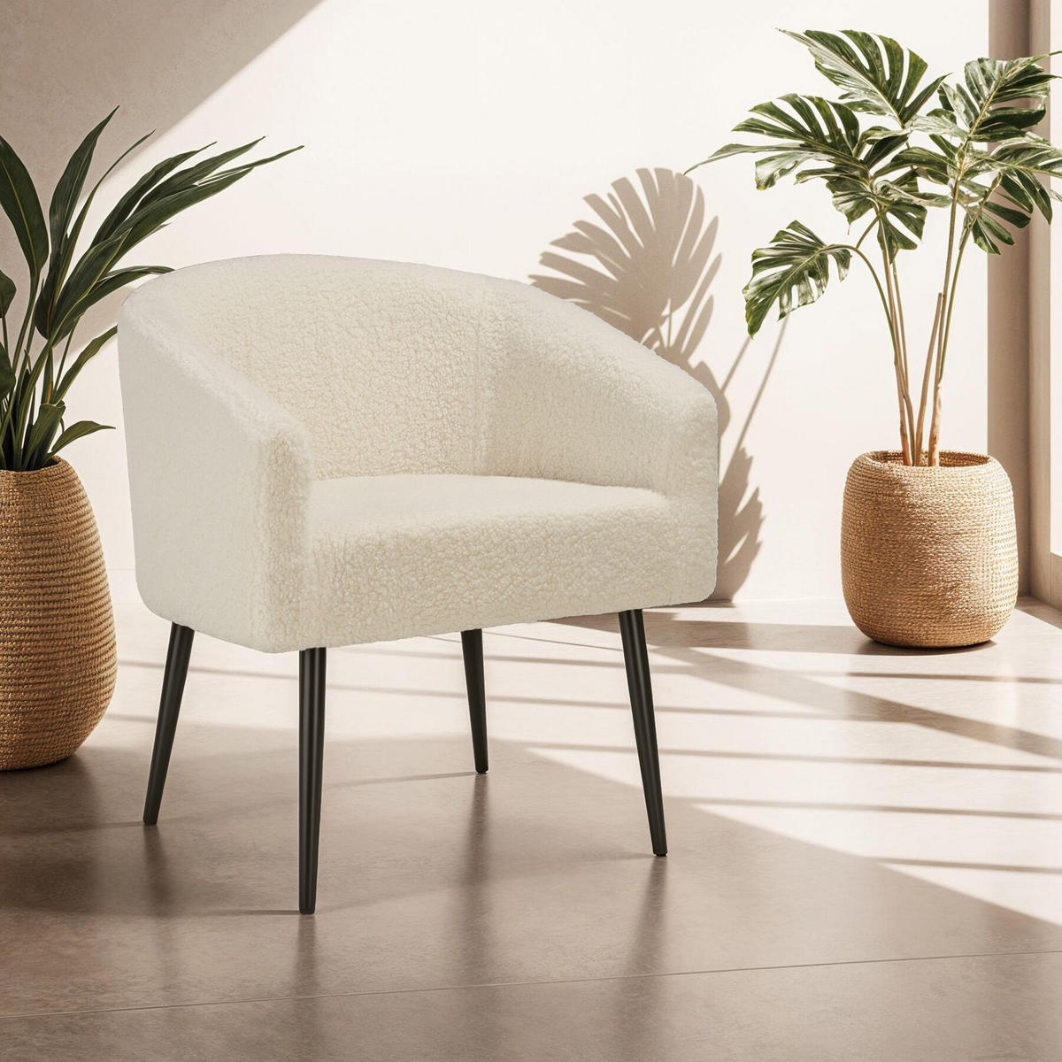 SESSEL Mysig,120 kg Belastbarkeit, 68 x 62 x 77 cm,creme - Creme, Kunststoff (68/77/62cm) - tectake