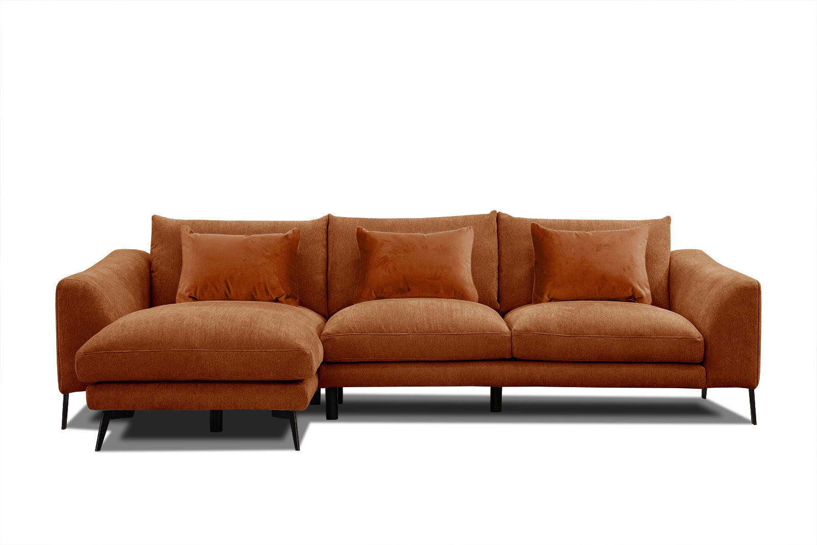 ECKSOFA WINTER 4-Sitzer, dunkelorange - Dunkelorange/Schwarz, Holzwerkstoff/Textil (158/269cm) - Courtois Laville