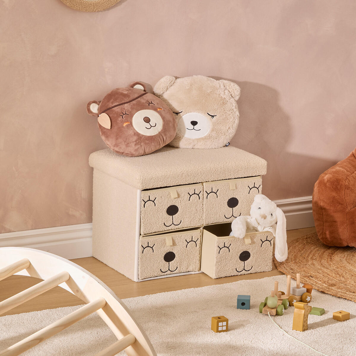 PUF mit 4 Schubladen Ezzio 50/38/39 cm - Beige, Holzwerkstoff (38/39/50cm) - Atmosphera Createur d´interieur