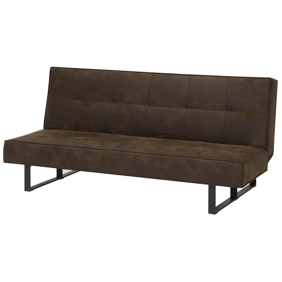 3-SITZER-SCHLAFSOFA Kunstleder Braun Derby - Dunkelbraun, Textil (189/85/88cm) - Beliani