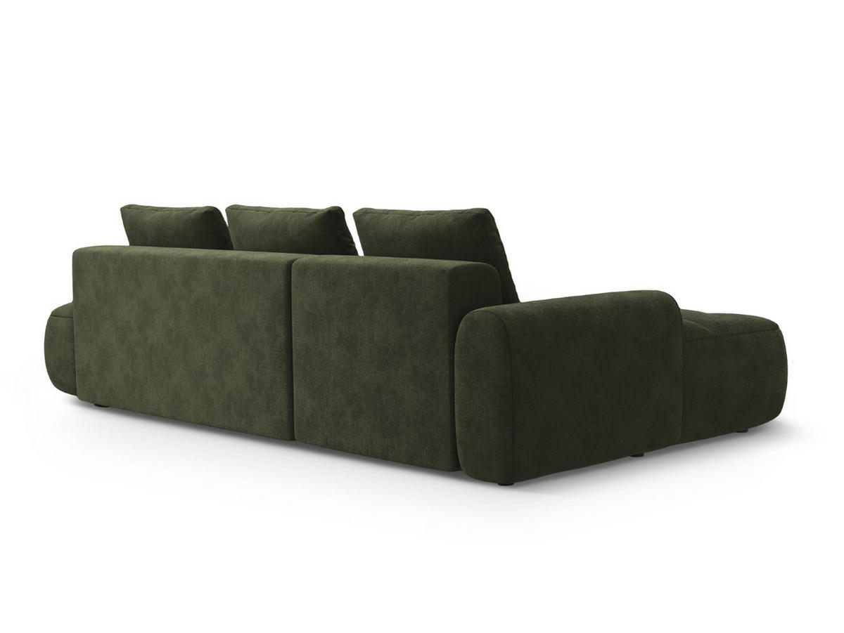 AUSKLAPPBARES-ECKSOFA links mit Container Linz aus Samt grün 3 Sitzplätze - Grün, Textil (142/275cm) - Cosmopolitan Design