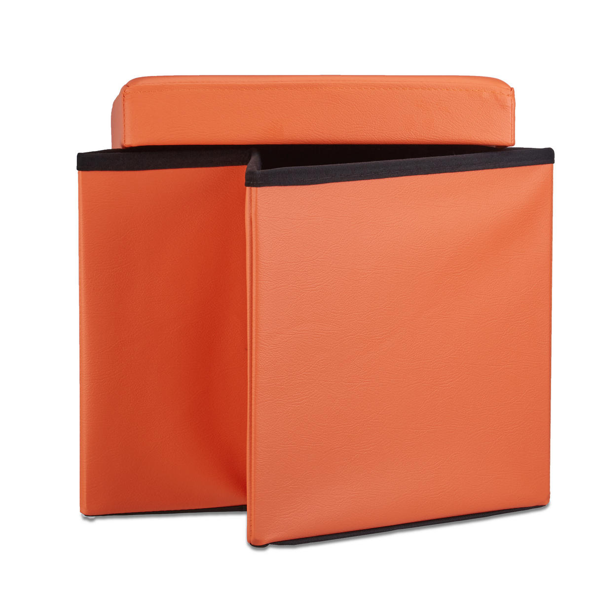 FALTBARER Sitzhocker - Orange, Holzwerkstoff/Kunststoff (38/38/38cm) - Relaxdays