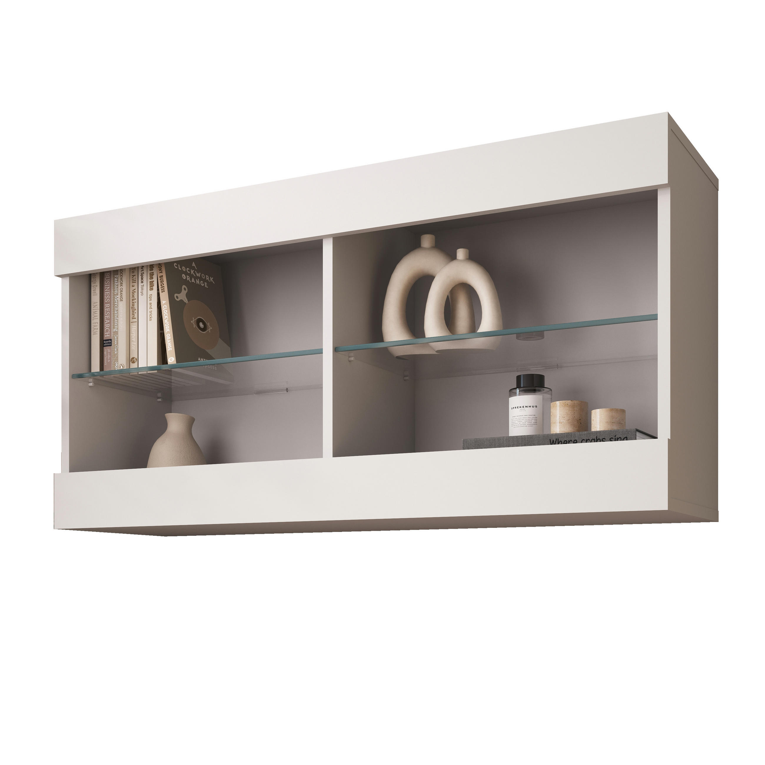 HÄNGEVITRINE TIVOLI HORIZONTAL 100, Weiss - Weiß, Glas/Holzwerkstoff (100/50/29.5cm) - Komodee
