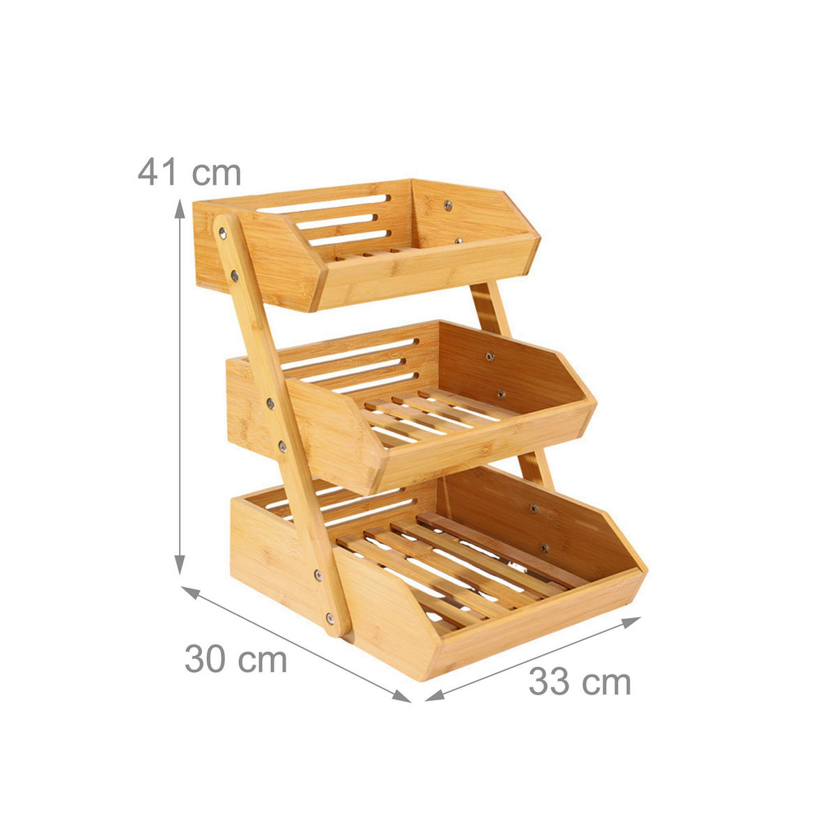 OBSTETAGERE - Hellbraun, Holz/Metall (41cm) - Relaxdays