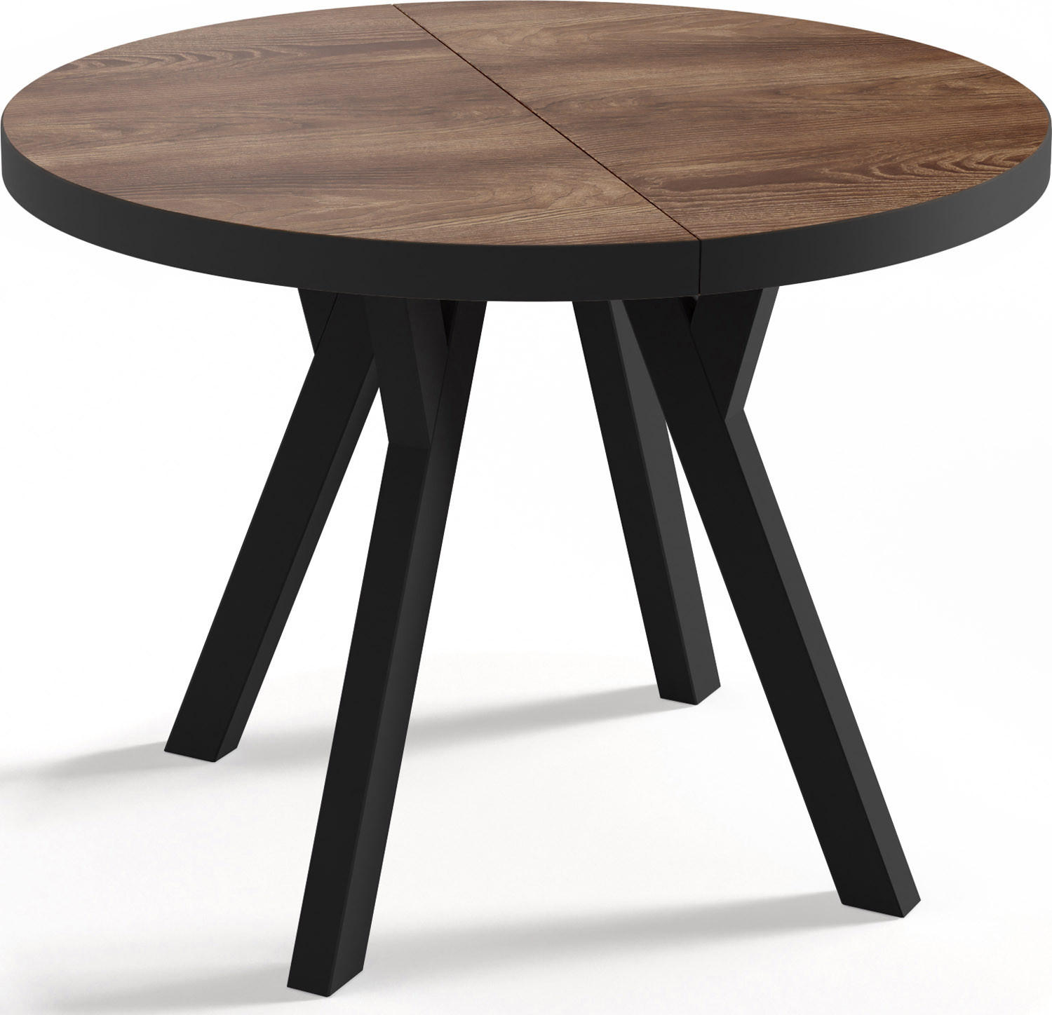 ESSTISCH Twixy runder ausziehbarer, Arvadonna Chestnut 100-200/100/76 cm - Kastanienfarben/Schwarz, Holz/Holzwerkstoff (100/100/76cm) - WFL GROUP