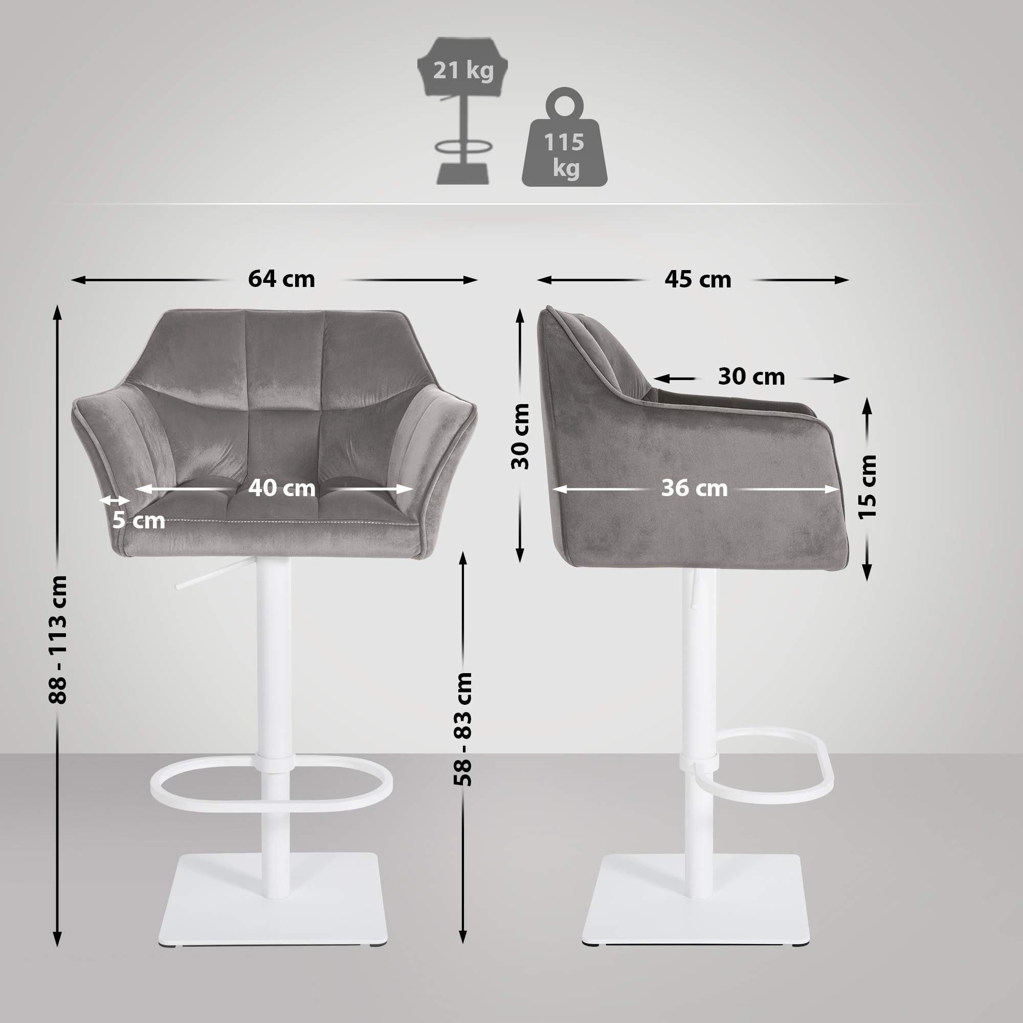 Thumbnail - CLP Barhocker, Grau, Textil, 64x88x45 cm, Esszimmer, Barmöbel, Barhocker
