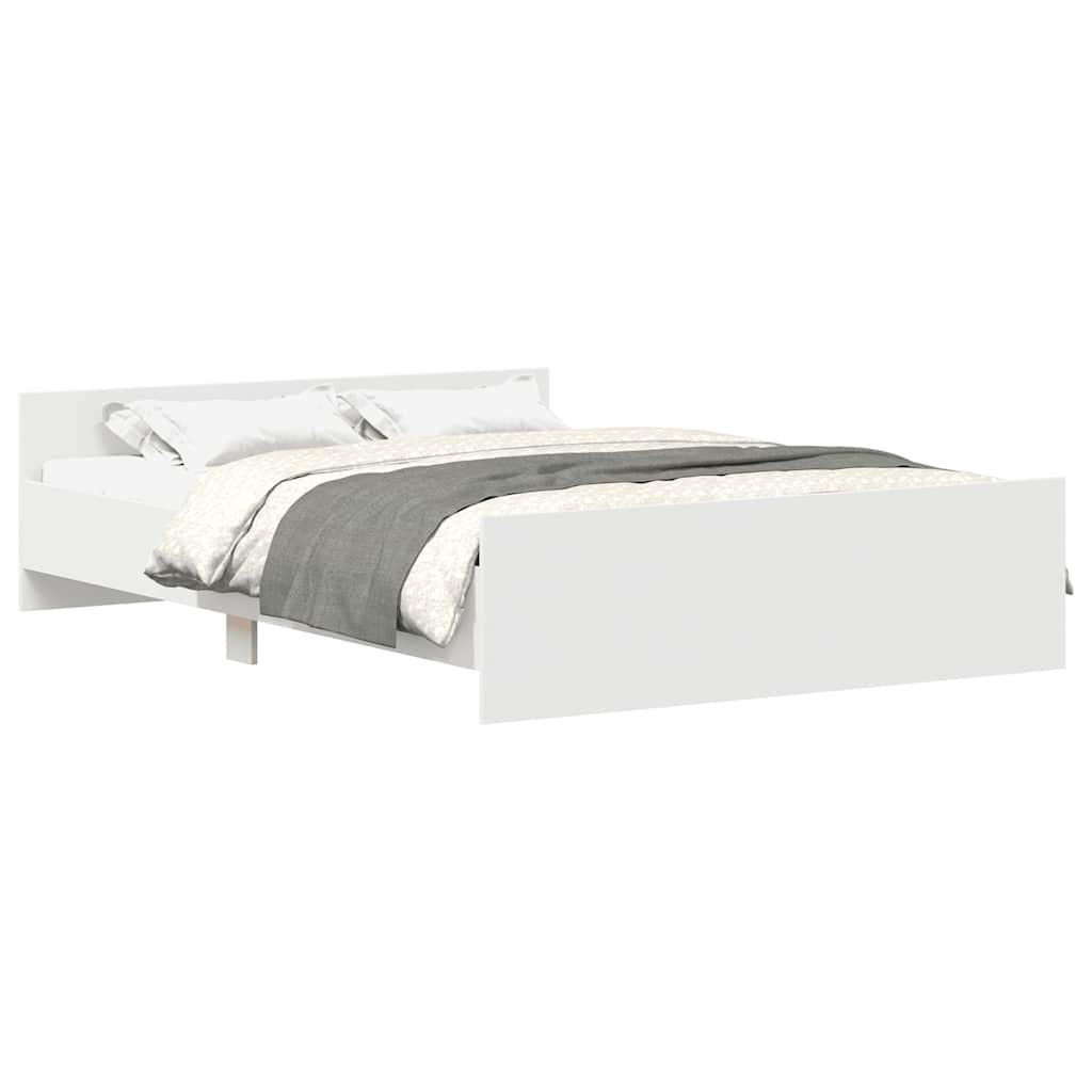 BETTGESTELL Mit Kopf- Und Fussteil Weiss 140/200 Cm - Weiß, Holzwerkstoff (140/200cm) - vidaXL