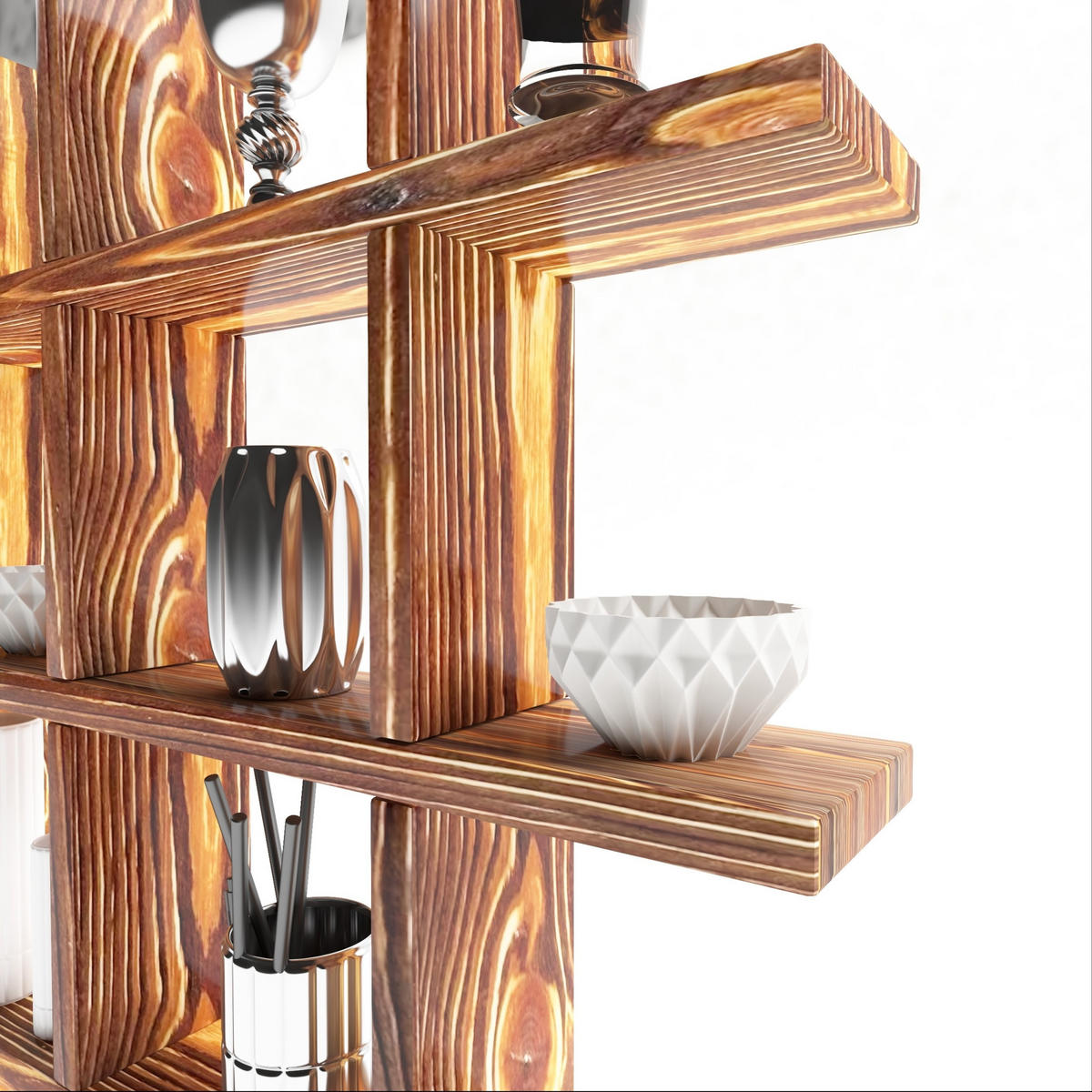 WANDREGAL Orimattila - Dunkelbraun, Holz (62/62/9cm) - [en.casa]