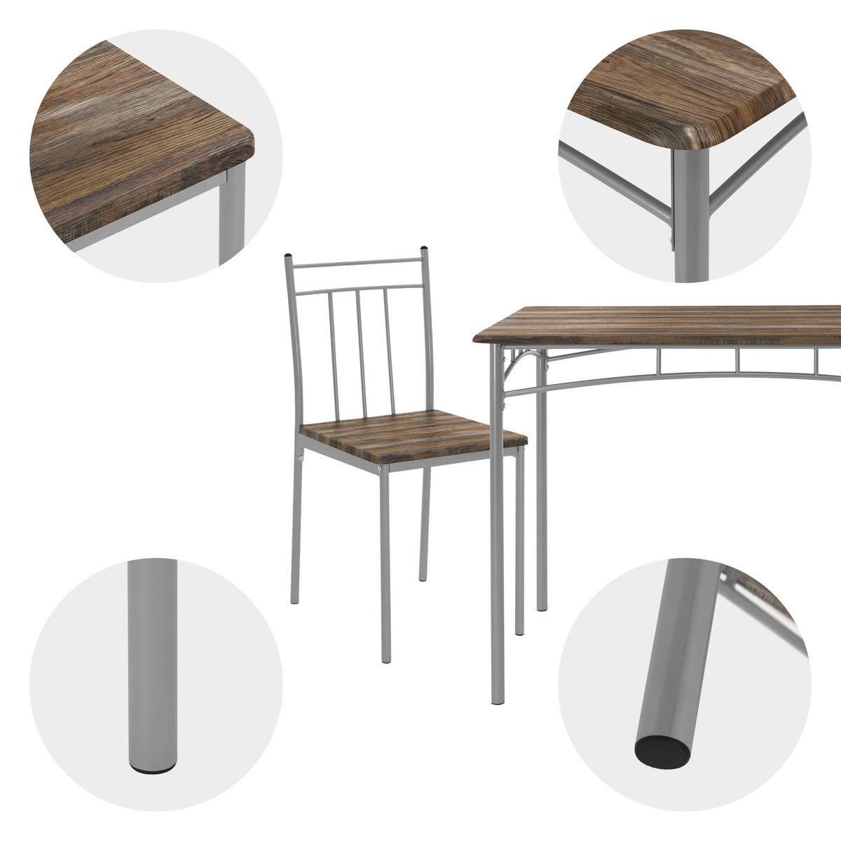 ESSTISCH Set Treibholz - Braun, Metall (70/82.5/110cm) - ML-DESIGN