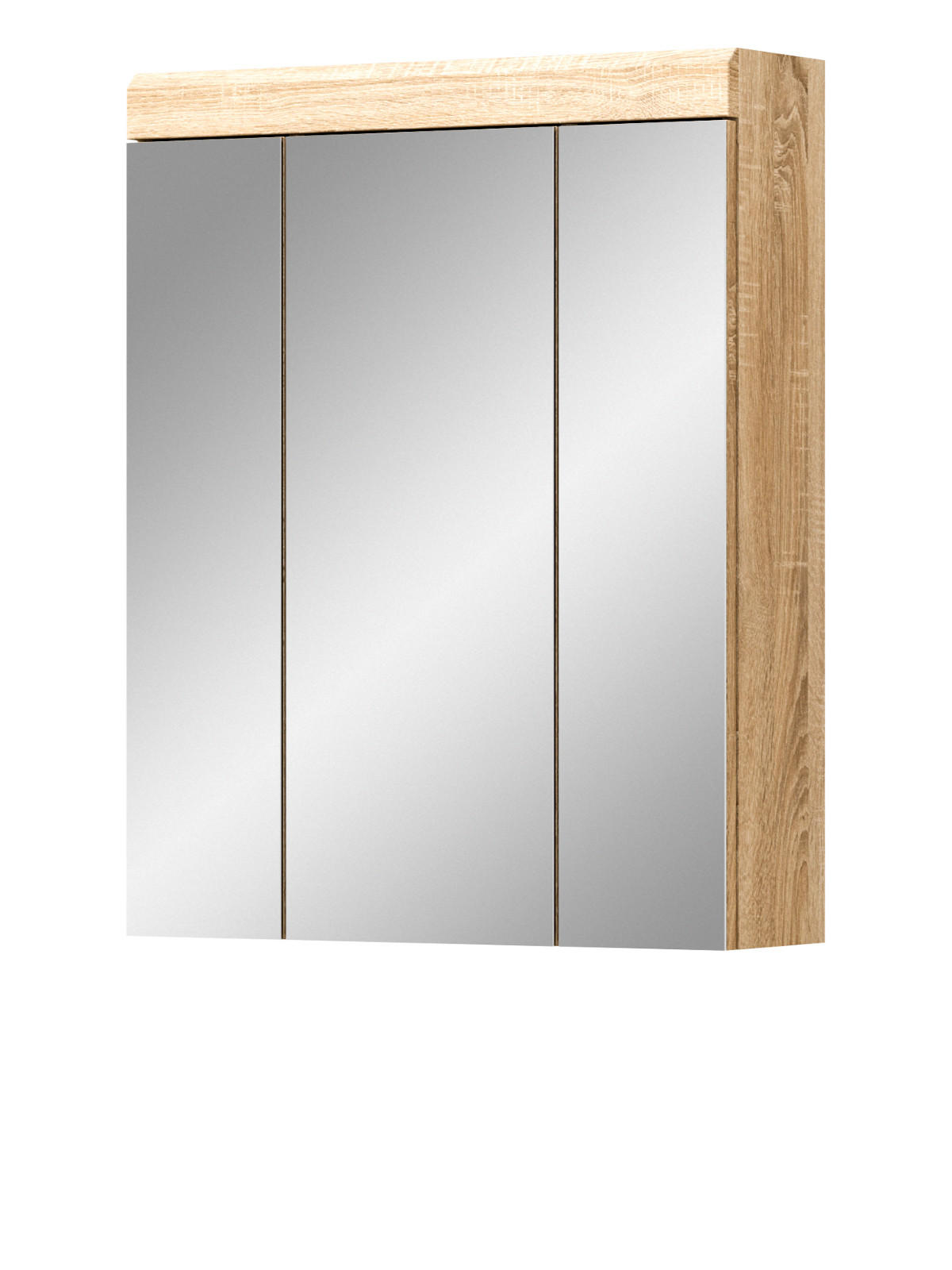 SPIEGELSCHRANK Sonoma Eiche 60 cm, Badschrank 3-türig - Eichefarben, Holzwerkstoff/Metall (60/79/18cm) - Inn.Furn