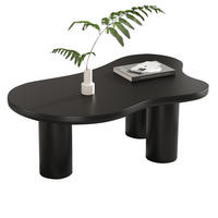 COUCHTISCH 107/66/40,5 cm in Schwarz mit MDF-Tischplatte in Wolkenform - Schwarz, Holzwerkstoff (107/66/40.5cm) - Flora Grace