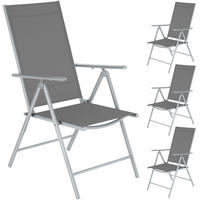 GARTENSTUHL 4er Set Marcellino, 54,5 x 65 x 107,5 cm, silber - Silberfarben, Metall (64.5/107.5/65cm) - tectake