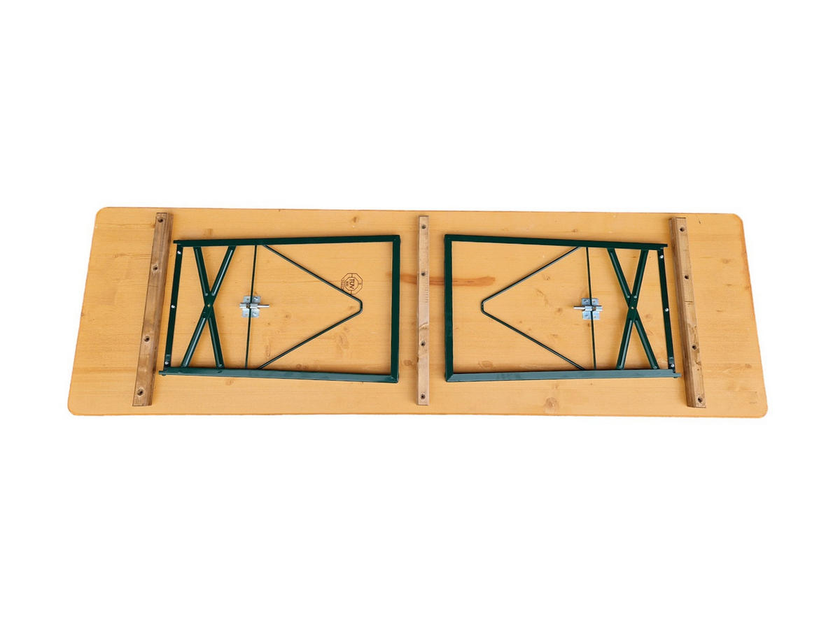 BIERZELTGARNITUR ALPENFEST 3-teilig Mit Rückenlehne 77x220x67cm Fichtenholz Nuss/ Grün - Nussbaumfarben, Holz - CHEFGASTRO