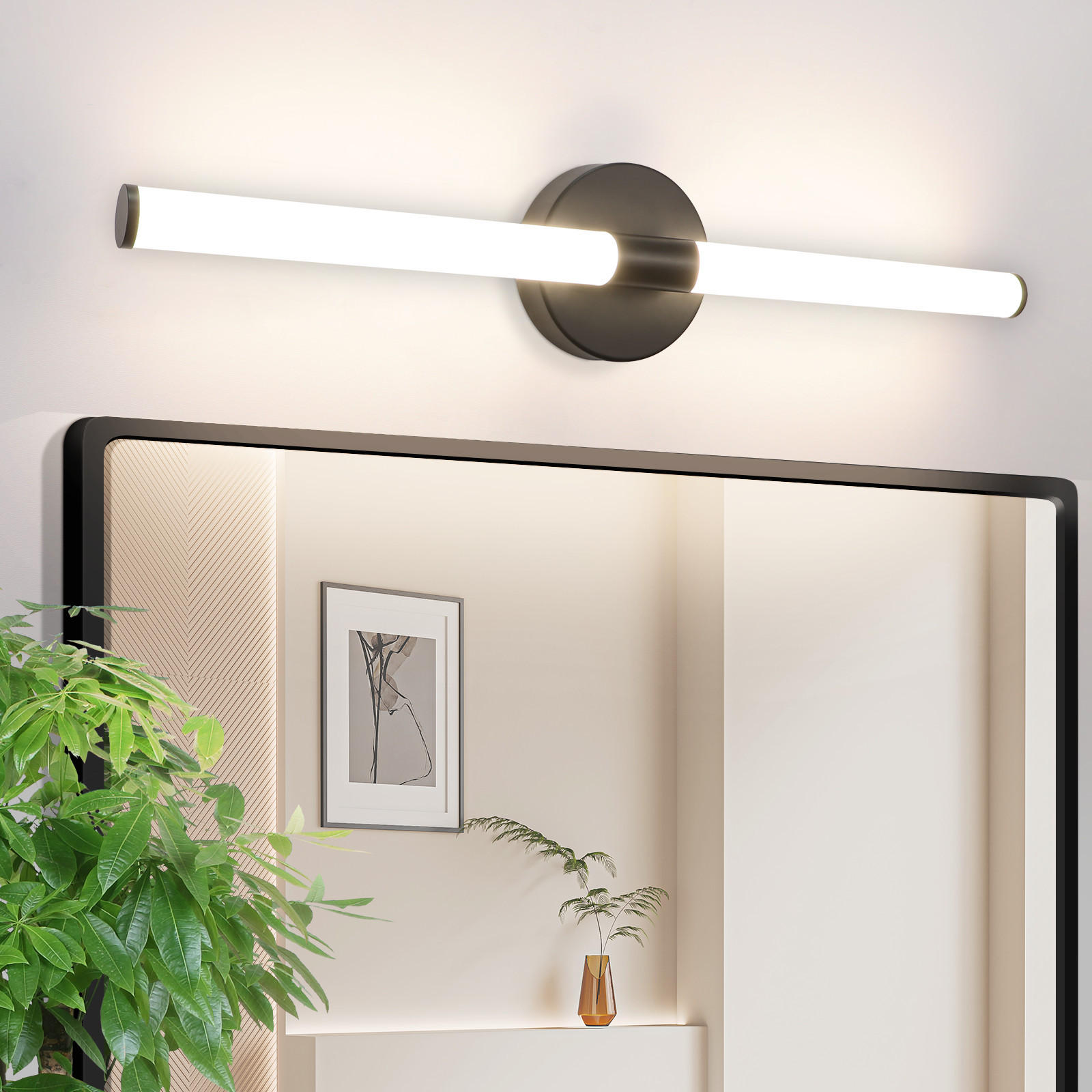 SPIEGELLEUCHTE Trazlynk 12/6.6/60 cm - Schwarz, Kunststoff (60/12/6.6cm) - ZMH