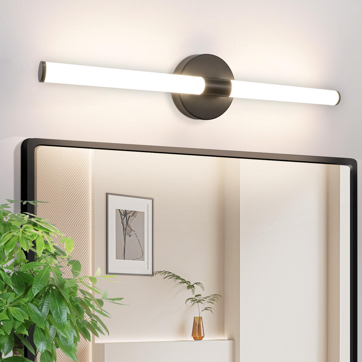 SPIEGELLEUCHTE Trazlynk 12/6.6/60 cm - Schwarz, Kunststoff (60/12/6.6cm) - ZMH