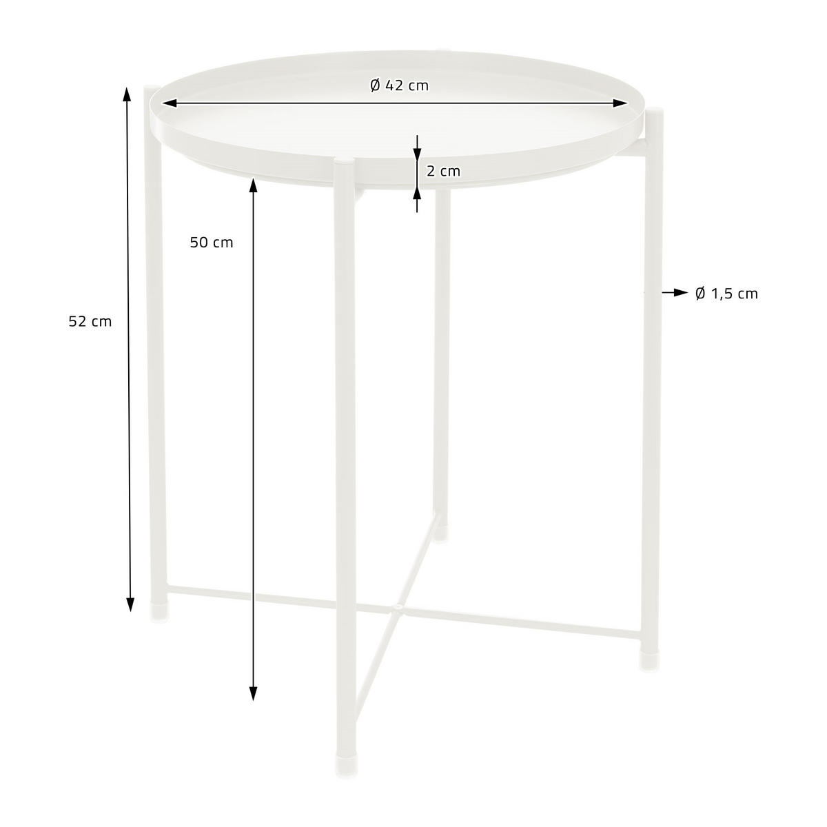 BEISTELLTISCH Rund Weiß 45/52 cm - Weiß, Metall (52/45/52cm) - ML-DESIGN
