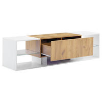 TV-SCHRANK 3-stufig 70" Glasablage 2 Schubladen Weiß - Multicolor, Holzwerkstoff (40/42/160cm) - FLIEKS