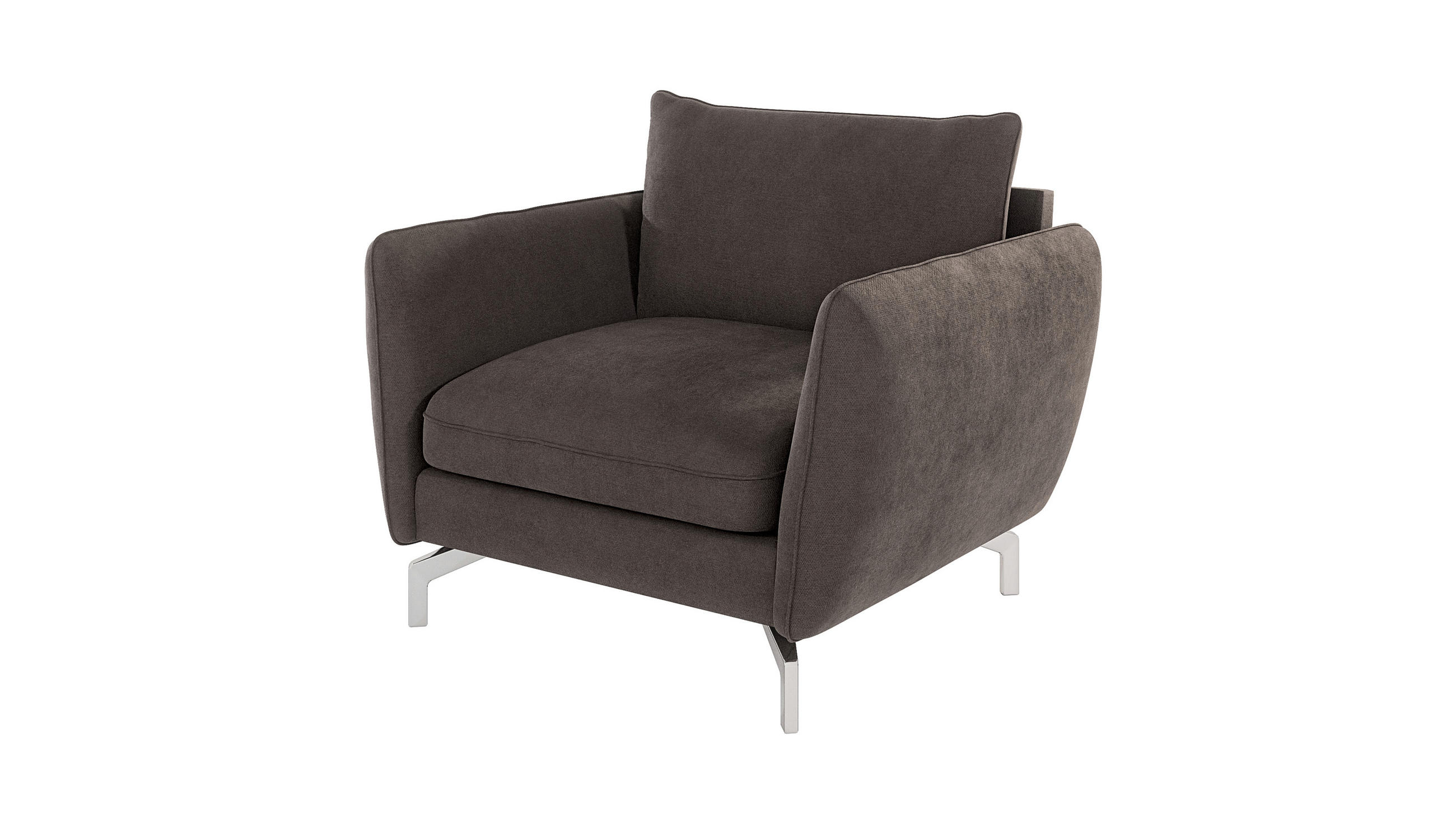 SESSEL Elou Braun - Khaki Microfaser - Chromfarben/Dunkelbraun, Holz/Textil (103/87/92cm) - S-Style Möbel