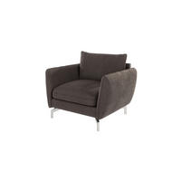SESSEL Elou Braun - Khaki Microfaser - Chromfarben/Dunkelbraun, Holz/Textil (103/87/92cm) - S-Style Möbel