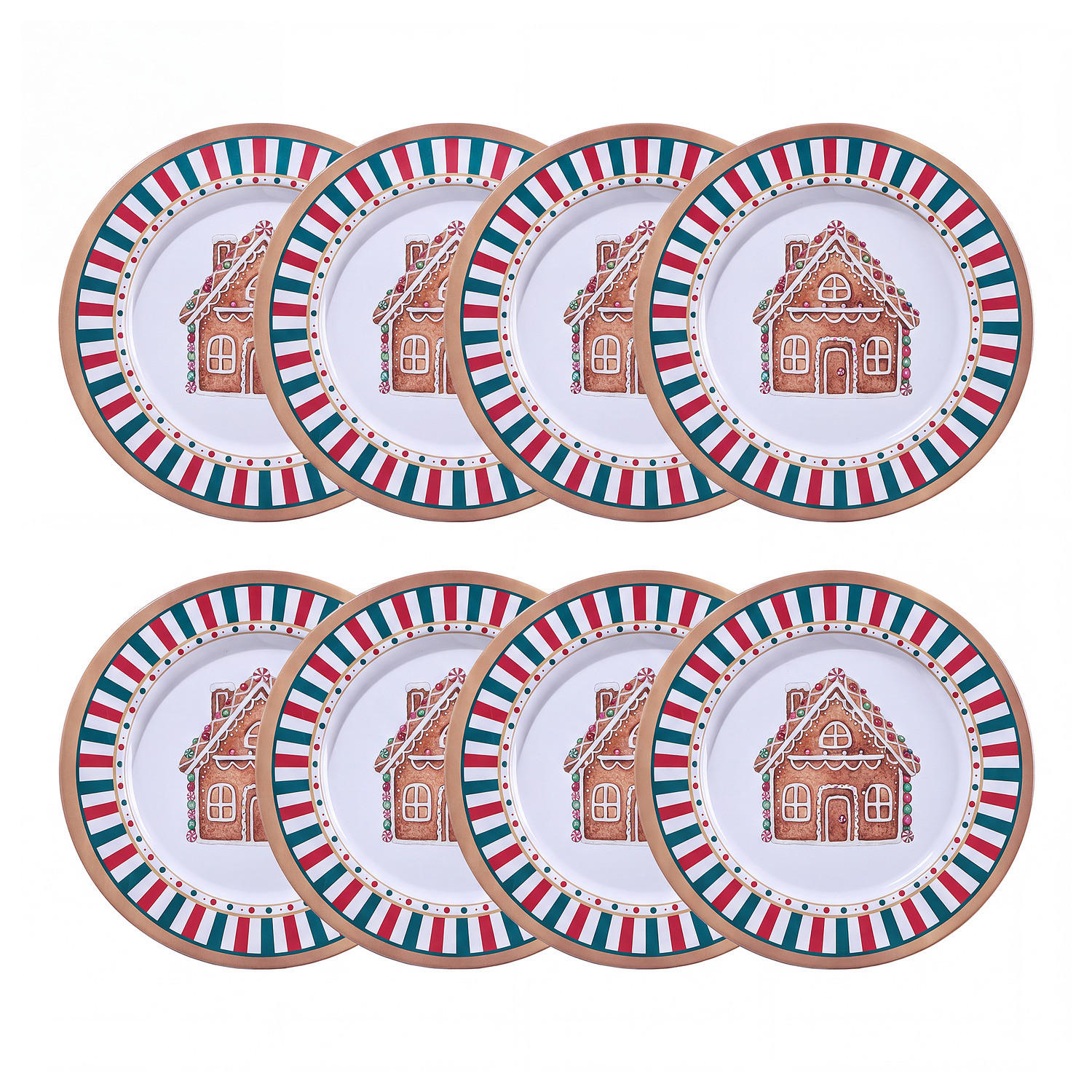 DEKOTELLER (8er-Set) Xmas mit Dackel - Goldfarben, Metall (1cm) - Butlers