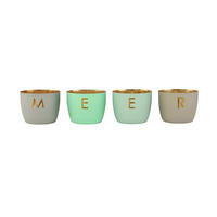 TEELICHTHALTER Madras Meer XS, 4er Set, Eisen, Flannel / Aqua / Pastellblau / Sandstone, H 4.5 cm - Blau, Metall (20.5cm) - Gift Company