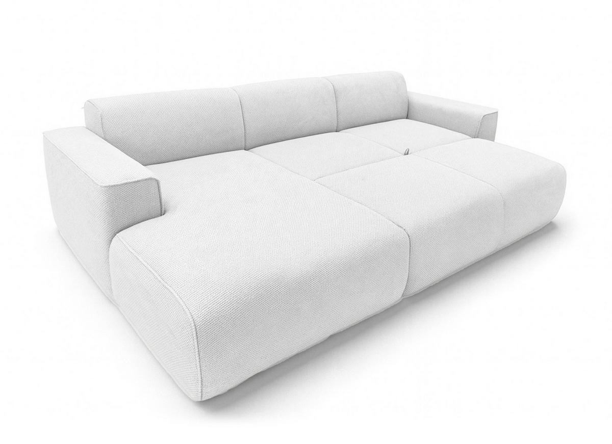 ECKSOFA L Form Ruyam Perlweiß 310/165/78 cm – Schlaffunktion & Bettkasten L - Schwarz/Weiß, Kunststoff/Textil (170/310cm) - AX Living