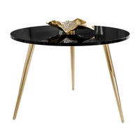 COUCHTISCH SOLEIL II, rund und glänzend, auf goldenen Beinen und Schwarz Hochglanz - Schwarz, Holzwerkstoff (60/60/47cm) - Lookway