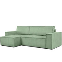 ECKSOFA-LINKS/RECHTS NAPI Schlaffunktion mit Cordbezug, mintfarben - Schwarz/Mintgrün, Textil (262/148cm) - KONSIMO®